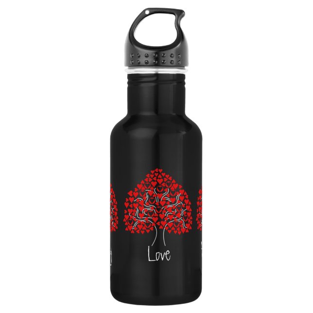 Liebe Herzstück Schwarze Flasche Trinkflasche (Vorderseite)