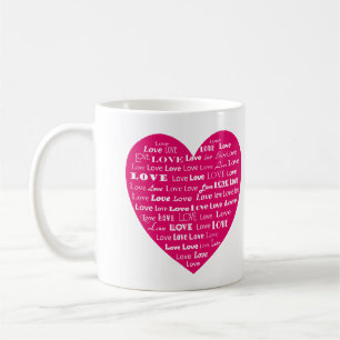 Liebe Herzwolke - Weiß auf Fuchsia Pink Kaffeetasse