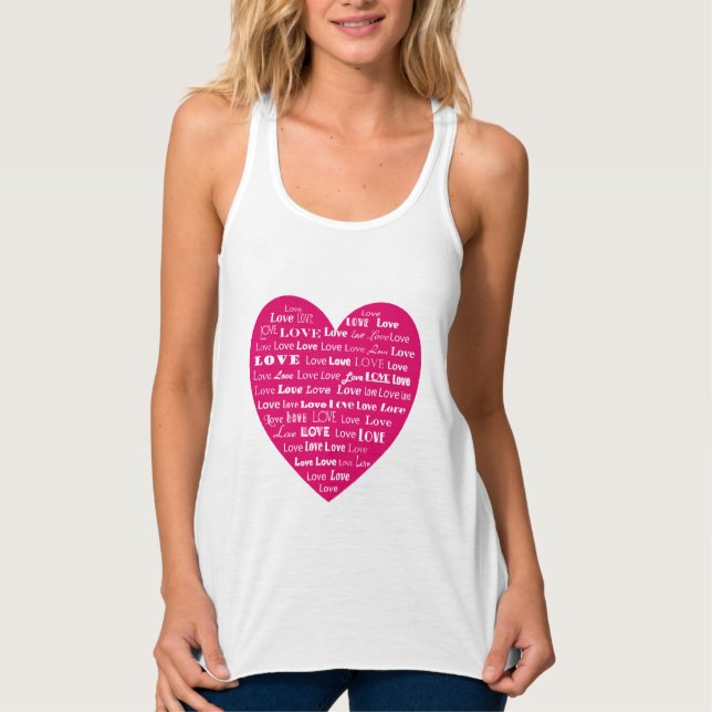 Liebe Herzwolke - Weiß auf Fuchsia Pink Tank Top (Vorderseite)