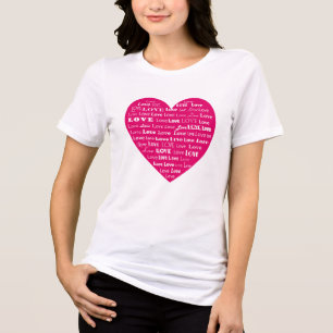 Liebe Herzwolke - Weiß auf Fuchsia Pink Tri-Blend Shirt