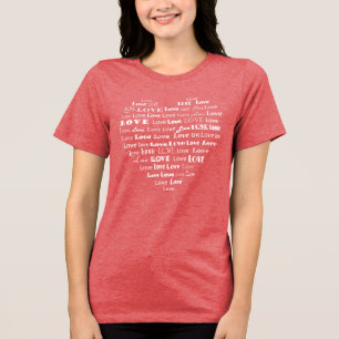Liebe Herzwolke - Weiß in gemischten Schriftart Tri-Blend Shirt