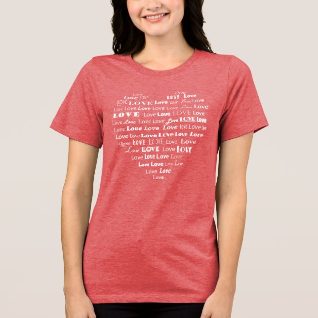 Liebe Herzwolke - Weiß in gemischten Schriftart Tri-Blend Shirt (Vorderseite)