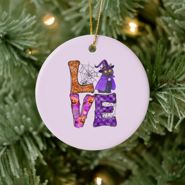 Liebe - Hexenkatze Keramik Ornament (Baum)
