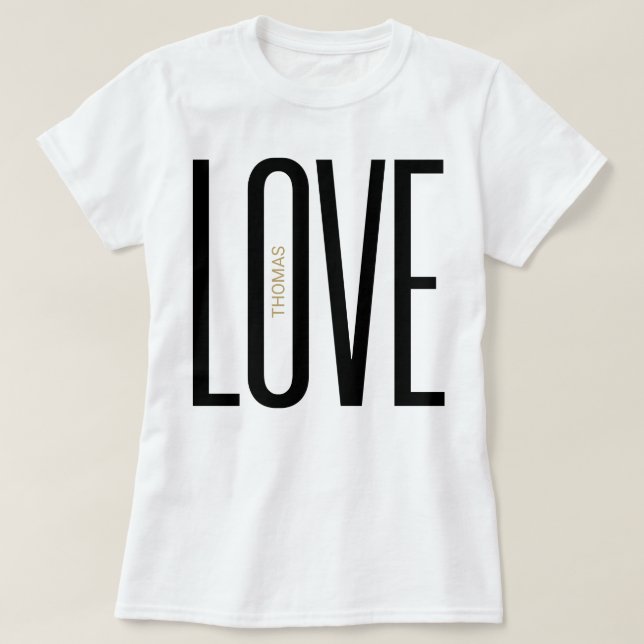 Liebe High Letters Monogram White Gold Clean Desig T-Shirt (Design vorne)