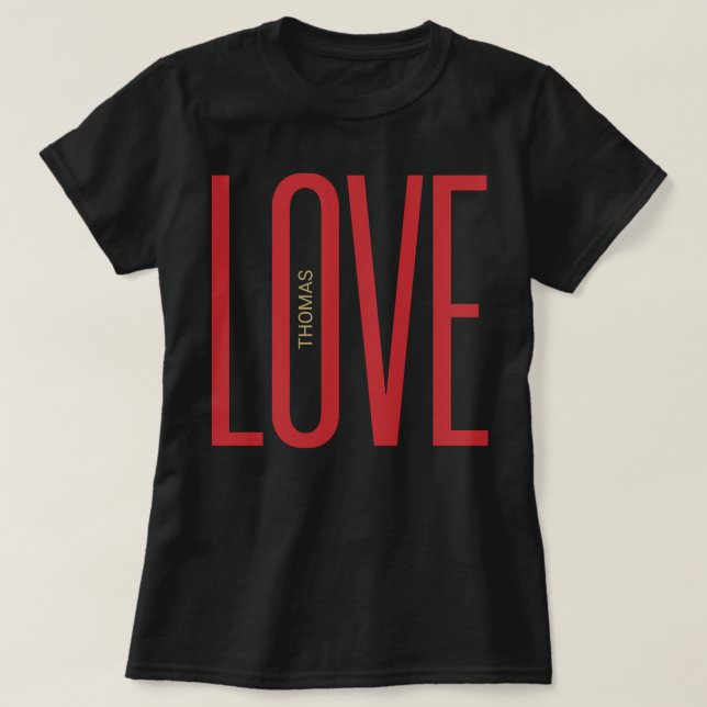 Liebe High Letters Red Golden Monogram Chic Design T-Shirt (Design vorne)