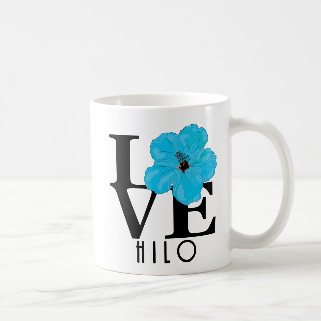 LIEBE Hilo Blue Hibiskus 11oz Kaffeetasse (Rechts)