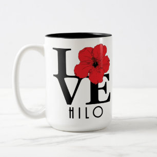 LIEBE Hilo Hawaii Roter Hibiskus 15oz Zweifarbige Tasse