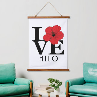 LIEBE Hilo Hawaii Roter Hibiskus Wandteppich Mit Holzrahmen