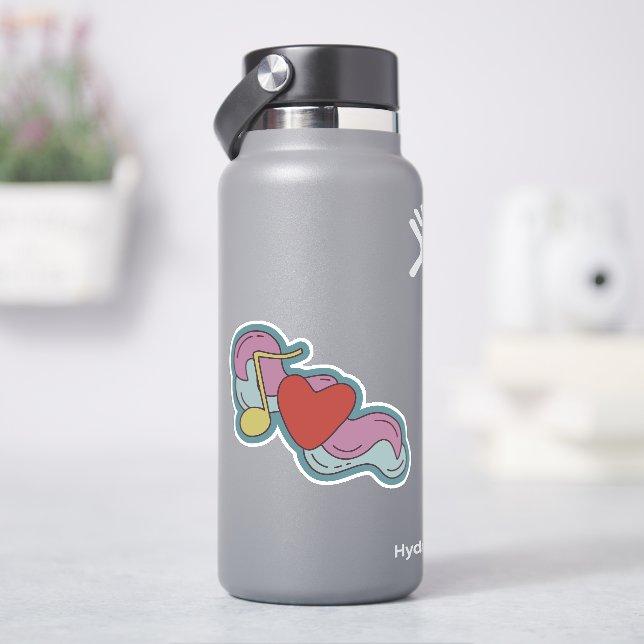 Liebe Hinweis: Doodles für Musikliebhaber Aufkleber (HydroFlask)