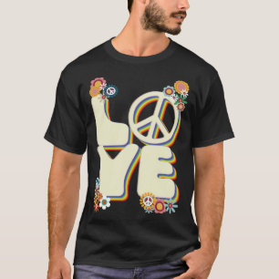 Liebe Hippie Peace Sign Blume Groovy 60er 70er Ret T-Shirt