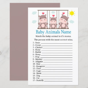 Liebe hippo Baby Animals Name Spiel
