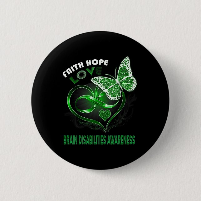 Liebe Hirnbehinderung Bewusstsein Herz Button (Vorderseite)