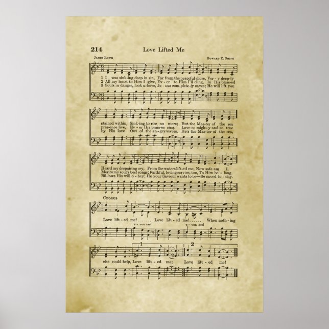 Liebe hob Me Gospel Sheet Music auf Poster (Vorne)