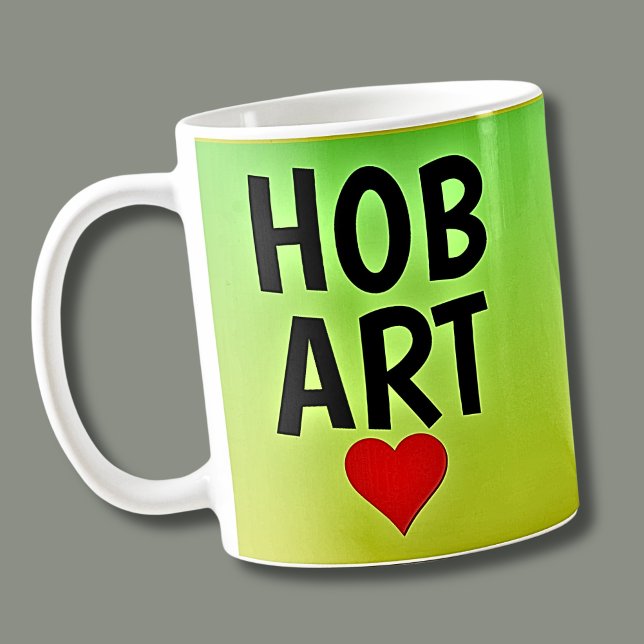 Liebe HOBART (oder Ihr Text) Herz auf Grün Gold Kaffeetasse (Von Creator hochgeladen)