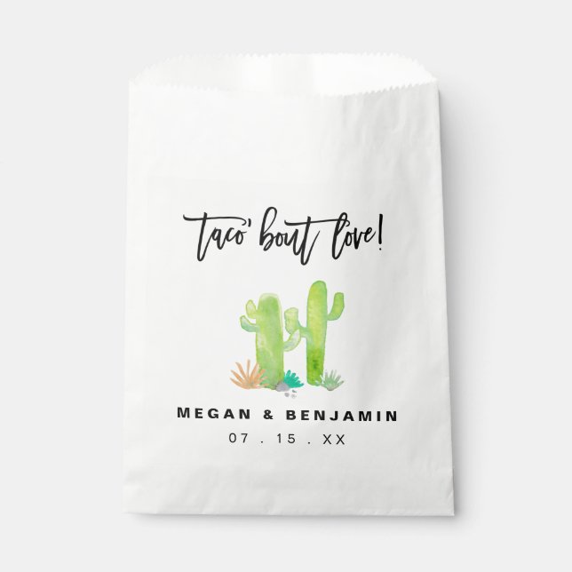 Liebe Hochzeit der Aquarellkaktus Geschenktütchen (Vorderseite)