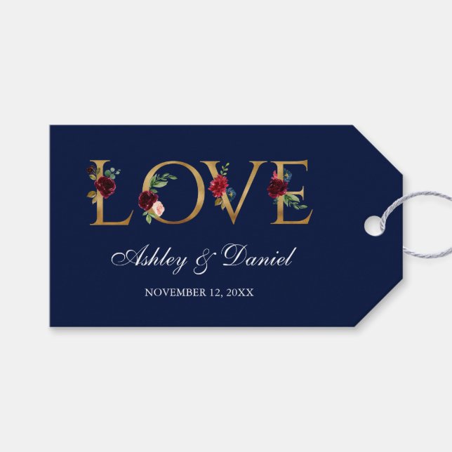 Liebe Hochzeit der Blütenblume Geschenkanhänger (Vorderseite (Horizontal))
