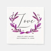 Liebe. Hochzeit von lila Blumenzitaten