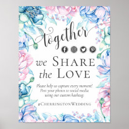 Liebe Hochzeitshashtag-Foto für Wasserfarben Poster