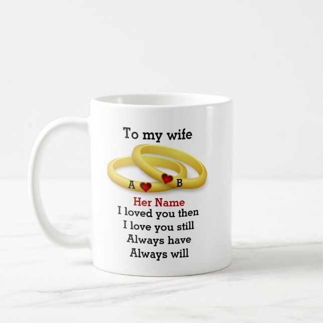 Liebe-Hochzeitstag-Monogramm Kaffeetasse (Links)