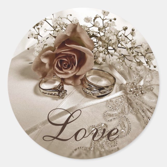 Liebe Hochzeitsticker Runder Aufkleber (Vorderseite)