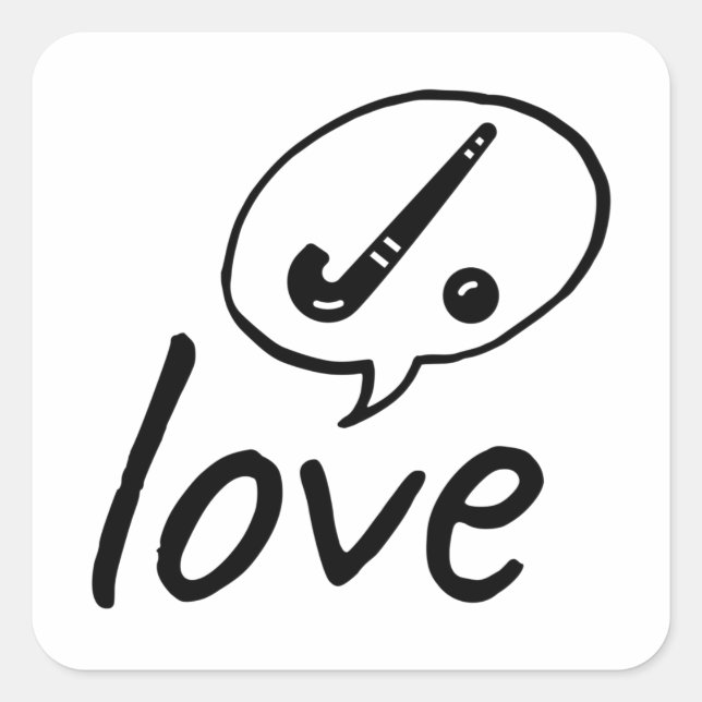Liebe: Hockey. Quadratischer Aufkleber (Vorderseite)