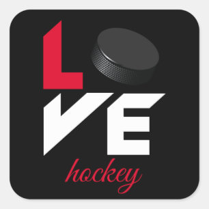Liebe Hockey Quadratischer Aufkleber