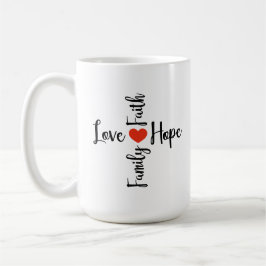 Liebe, Hoffnung, Glaube, Tasse des Familienkaffees