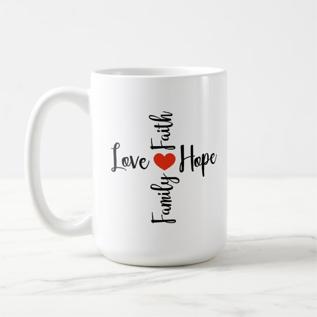 Liebe, Hoffnung, Glaube, Tasse des Familienkaffees (Links)