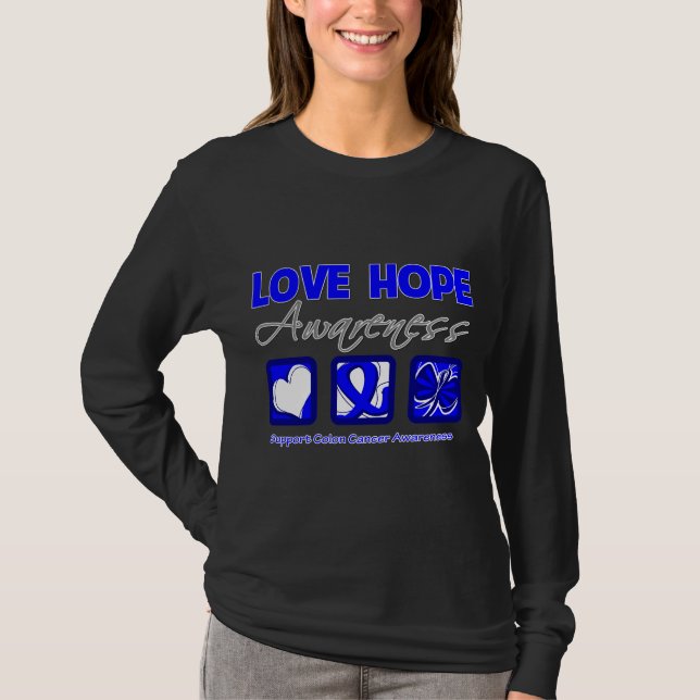 Liebe-Hoffnungs-Bewusstseins-Darmkrebs T-Shirt (Vorderseite)