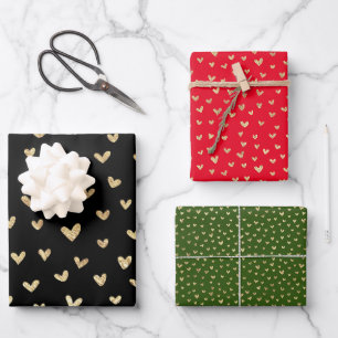 Liebe Holiday Hearts Packpapier Sheets Geschenkpapier Set