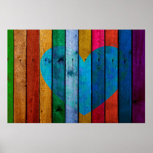 Liebe-Holzbretter für Herz Poster