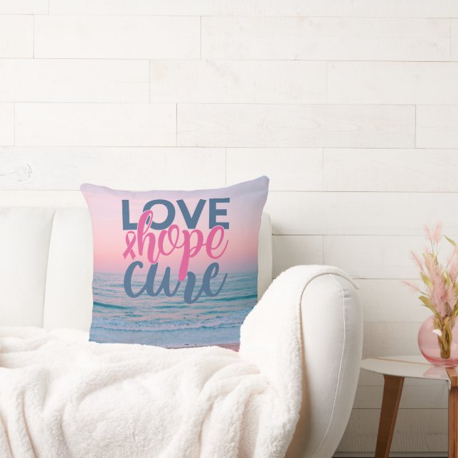 Liebe Hope Cure | Handgemalt Pastelstrand Sonnenun Kissen (Liege)