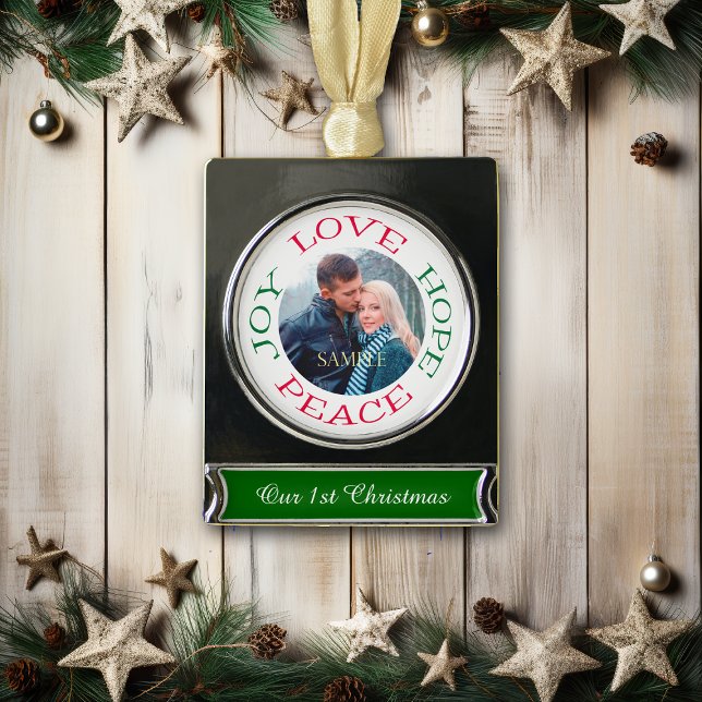 Liebe Hope Joy Peace Foto Template Banner-Ornament Silber (Von Creator hochgeladen)