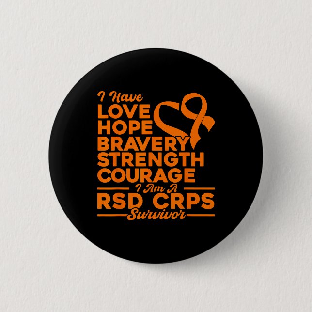 Liebe Hope Strength Courength Rsd Crps Awareness Button (Vorderseite)