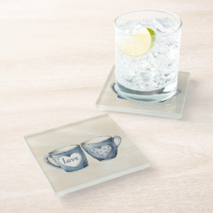 Liebe hört Cups Blue Jean Denim Glasuntersetzer