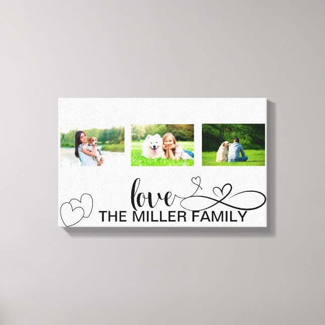 Liebe Hört in Schwarzweiß-Script-benutzerdefiniert Leinwanddruck (Vorderseite)