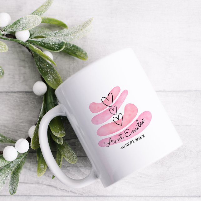 Liebe Hört Pink Watercolor Schwangerschaft Ankündi Kaffeetasse (Von Creator hochgeladen)