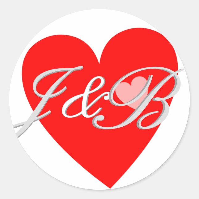 Liebe Hört Umschlag Aufkleber Hochzeitmonogramme (Vorderseite)