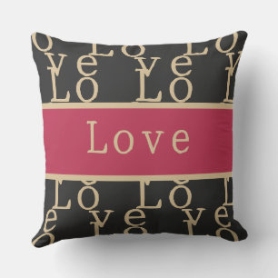 Liebe Hot Pink Black Gold Typografy Modern Kissen