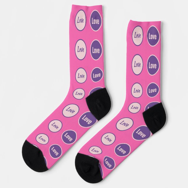 Liebe Hot Pink Dark Lavender Pale Pink Muster Socken (Linkes Detail)