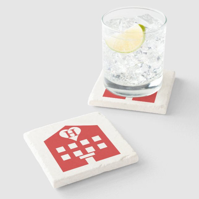 Liebe Hotel Japanese Emoji Steinuntersetzer (Seitenansicht)