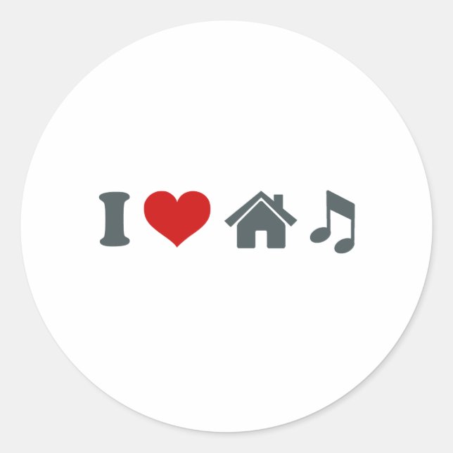 Liebe House Music Runder Aufkleber (Vorderseite)