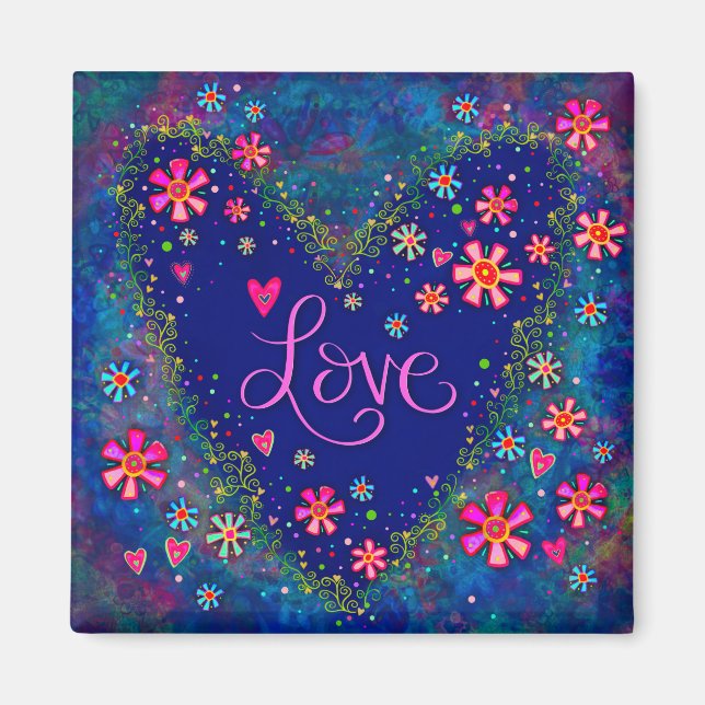 Liebe Hübsches Blumenherz Moderne Inspiritivität Magnet (Vorne)
