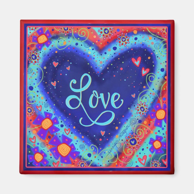 Liebe Hübsches Blumenherz Trendy Inspiration Spaß Magnet (Vorne)