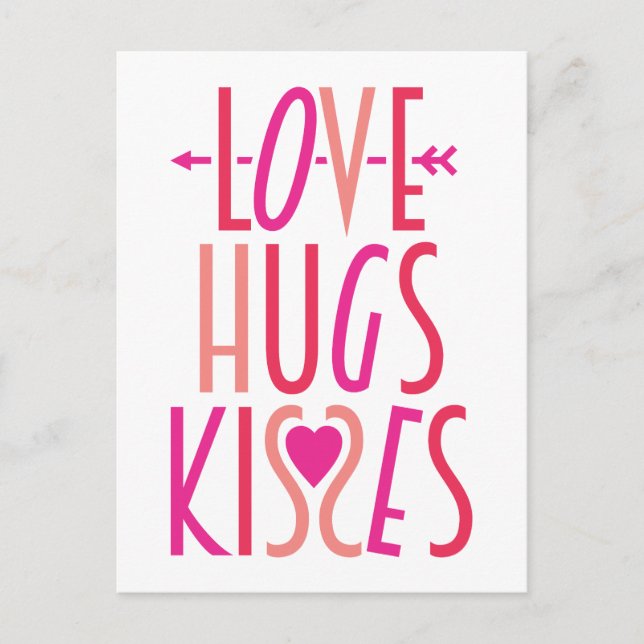 Liebe Hugs Kisses Niedlich Valentinstag Postkarte (Vorderseite)