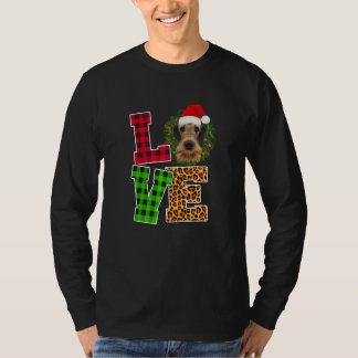 Liebe Hund Airedale Terrier Weihnachtsmann Hut Leo T-Shirt