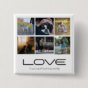 Liebe-Hund-Familienporträt-Collage-Design Button