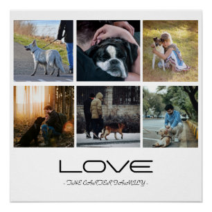 Liebe-Hund-Familienporträt-Collage-Design Poster