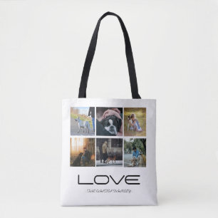 Liebe-Hund-Familienporträt-Collage-Design Tasche