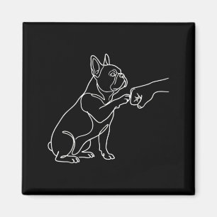 Liebe Hund Freundschaft Fist Bump Pfote Französisc Magnet
